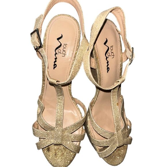 Touch of‎ Nina Shoes Platform Gold Party/Wedding Shoes size 8.5M - Picture 3 of 9